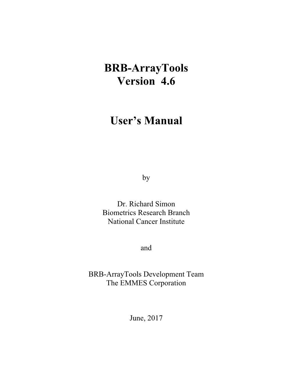 BRB-Arraytools Version 4.6 User's Manual