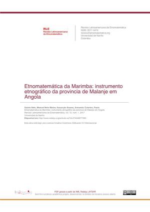 Etnomatemática Da Marimba: Instrumento Etnográfico Da Provincia De Malanje Em Angola