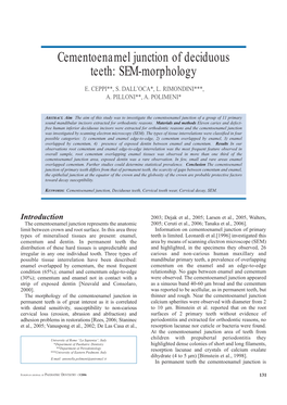 Cementoenamel Junction of Deciduous Teeth: SEM-Morphology E
