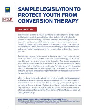 Sample Legislation to Protect Youth from Conversion Therapy