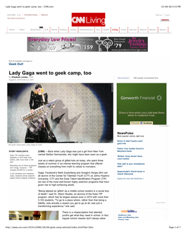 Lady Gaga Went to Geek Camp, Too - CNN.Com 10-08-08 4:53 PM