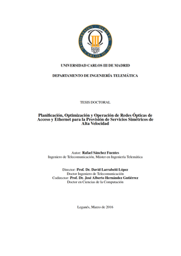 Planning, Optimization and Operation of Access and Ethernet Optical Networks for the Provisioning of High-Speed Symmetrical Services