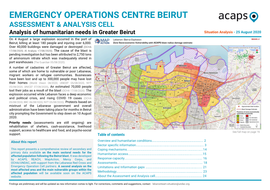 Emergency Operations Centre Beirut