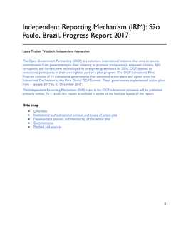 (IRM): São Paulo, Brazil, Progress Report 2017