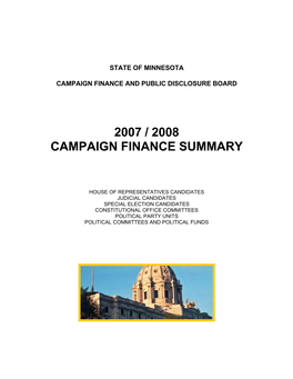 2007 / 2008 Campaign Finance Summary