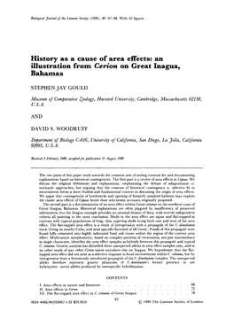 History As a Cause of Area Effects: an Illustration from Cerion on Great Inagua, Bahamas