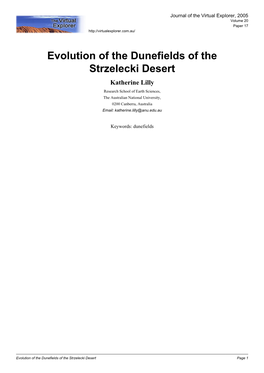 Evolution of the Dunefields of the Strzelecki Desert