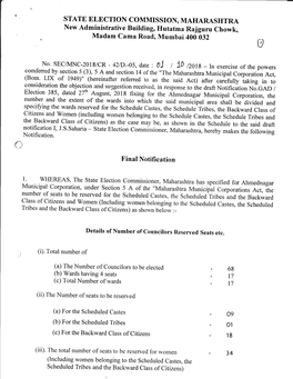 STATE ELECTION COMMISSION, MAHARASHTRA Final Notification
