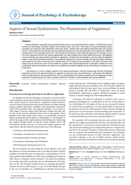 Aspects of Sexual Dysfunctions: the Phenomenon of Vaginismus'