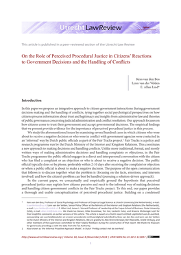 On the Role of Perceived Procedural Justice in Citizens' Reactions To