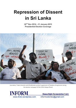 Repression of Dissent in Sri Lanka – 22Nov2014