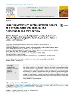 Imported Armillifer Pentastomiasis: Report of a Symptomatic Infection in the Netherlands and Mini-Review