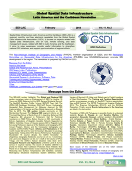 Global Spatial Data Infrastructure Message from the Editor