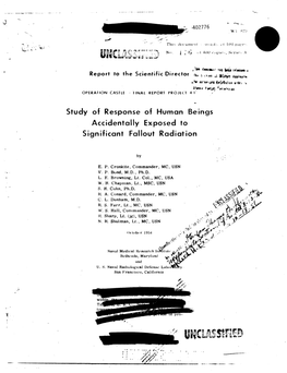 Study of Response of Human Beings Accidentally Exposed to Significant Fallout Radiation