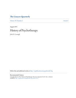 History of Psychotherapy John R