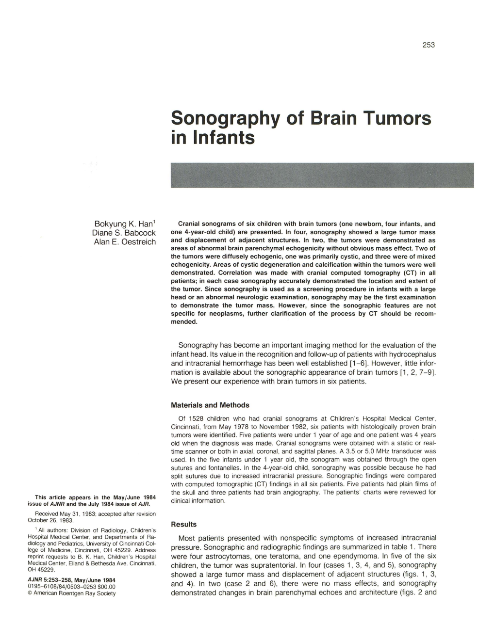 Sonography of Brain Tumors in Infants