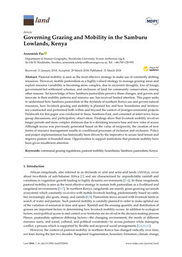 Governing Grazing and Mobility in the Samburu Lowlands, Kenya