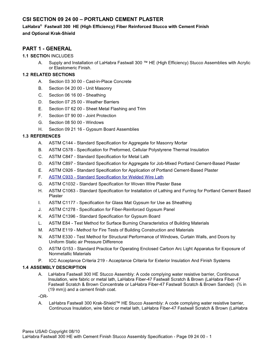 Csi Section 09200 - Fiber Reinforced Stucco s5