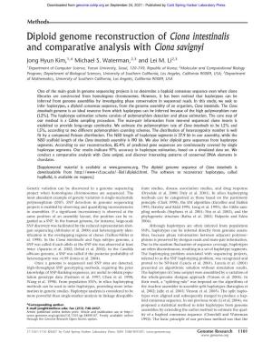 Ciona Intestinalis and Comparative Analysis with Ciona Savignyi