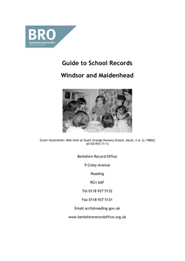 Guide to School Records Windsor and Maidenhead