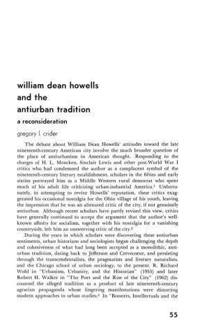 William Dean Howells and the Antiurban Tradition 55