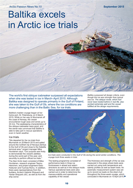 Baltika Excels in Arctic Ice Trials