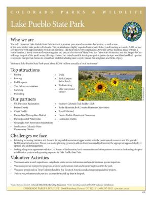 Lake Pueblo State Park Fact Sheet