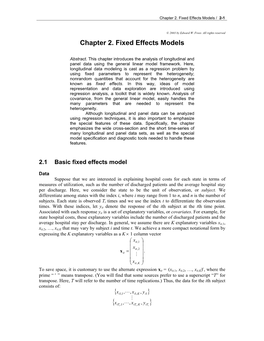 Chapter 2. Fixed Effects Models / 2-1