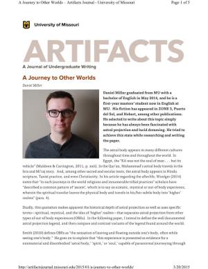 A Journey to Other Worlds – Artifacts Journal - University of Missouri Page 1 of 5