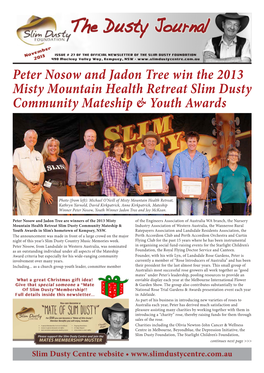 Peter Nosow and Jadon Tree Win the 2013 Misty Mountain Health Retreat Slim Dusty Community Mateship & Youth Awards
