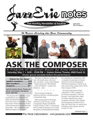 ASK the COMPOSER a Program of Original Music by Area Musicians