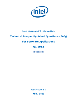Intel Classmate PC – Convertible Technical FAQ V2