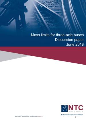 Mass Limits for Three-Axle Buses Discussion Paper June 2018