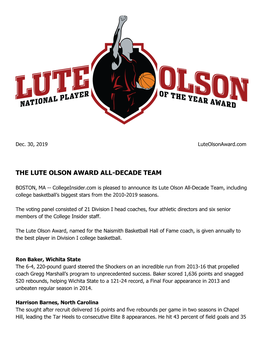 The Lute Olson Award All-Decade Team