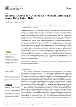 Sentiment Analysis on COVID-19-Related Social Distancing in Canada Using Twitter Data