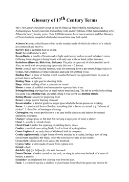 Glossary of 17Th Century Terms