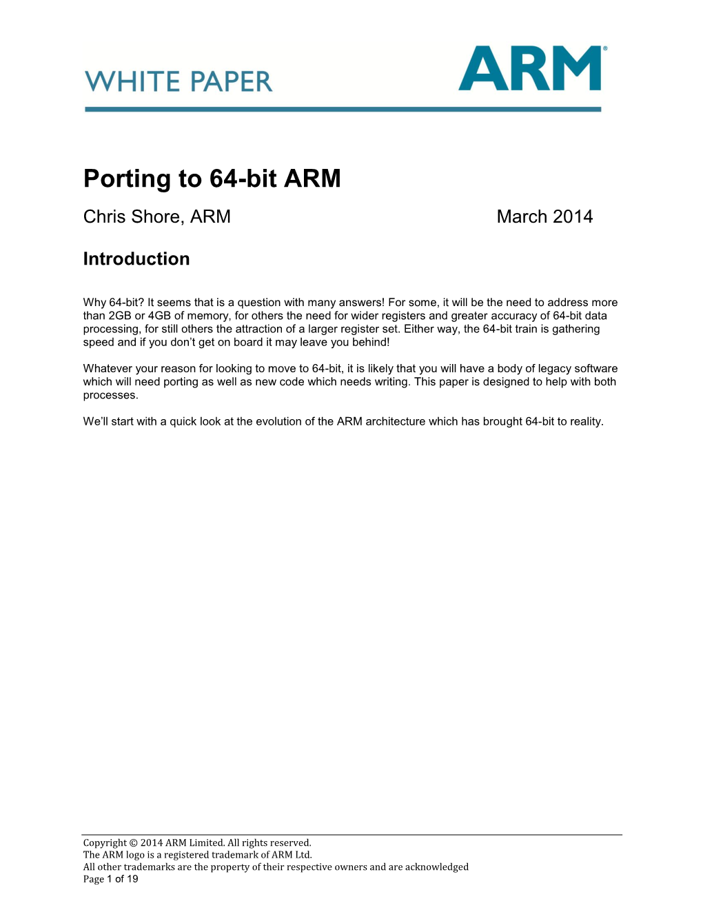 Porting to 64-Bit ARM