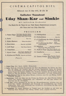 Uday Shan-Kar Und Simkie Mit Indischem Orchester Die Musik Für Die Tänze Ist Von Titnir Baran Bhattacharyya Arrangiert