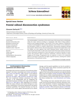 Frontal Collosal Disconnection