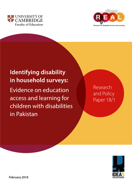 Identifying Disability in Household Surveys: Evidence on Education Access and Learning for Children with Disabilities in Pakistan