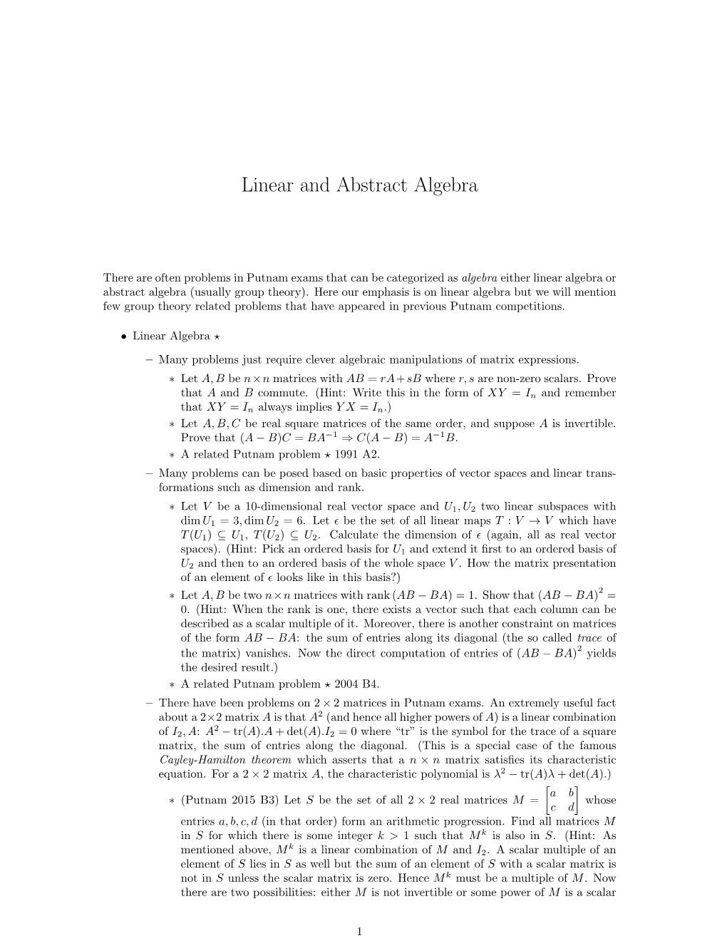 Linear and Abstract Algebra