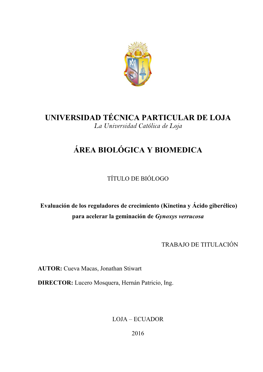 UNIVERSIDAD TÉCNICA PARTICULAR DE LOJA La Universidad Católica De Loja