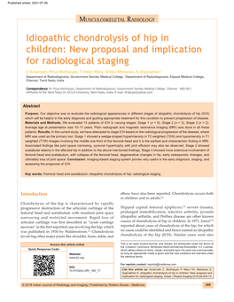 Idiopathic Chondrolysis of Hip in Children: New Proposal And