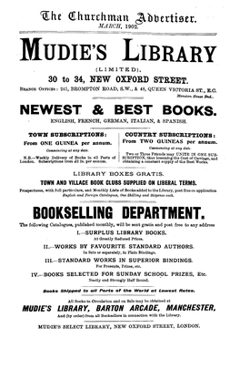 MUDIE's LIBRARY (LIMITED), 30 to 34, NEW OXFORD STREET