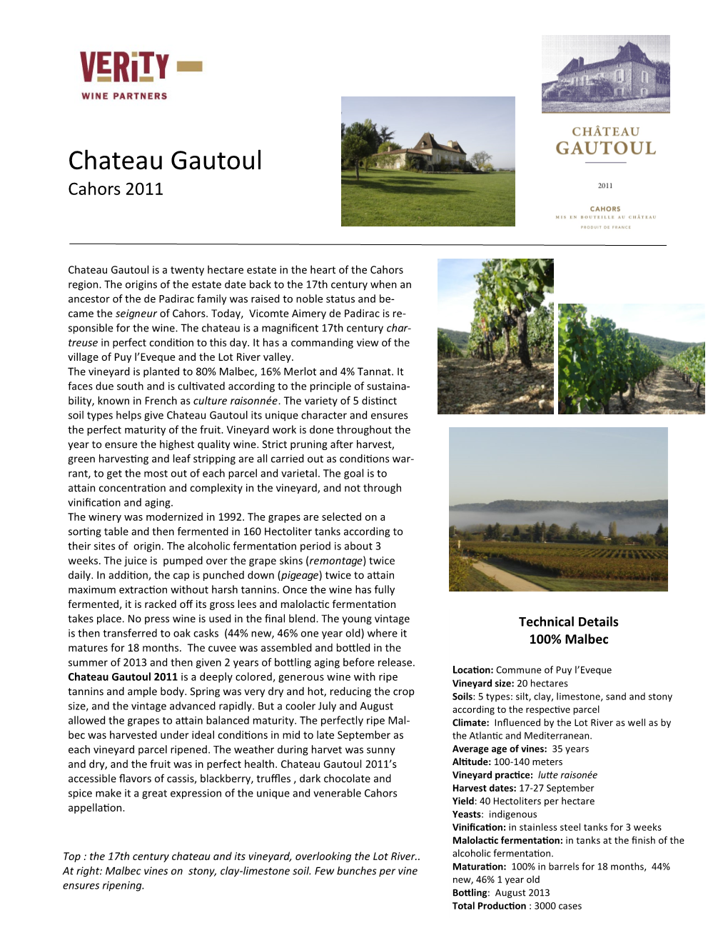 Chateau Gautoul Cahors 2011