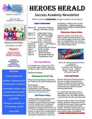 HEROES HERALD Success Academy Newsletter