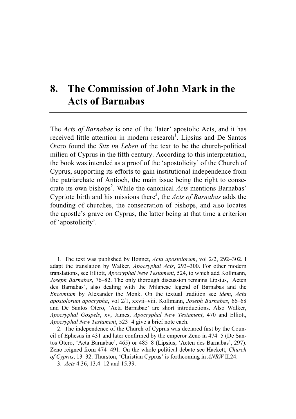 8. the Commission of John Mark in the Acts of Barnabas
