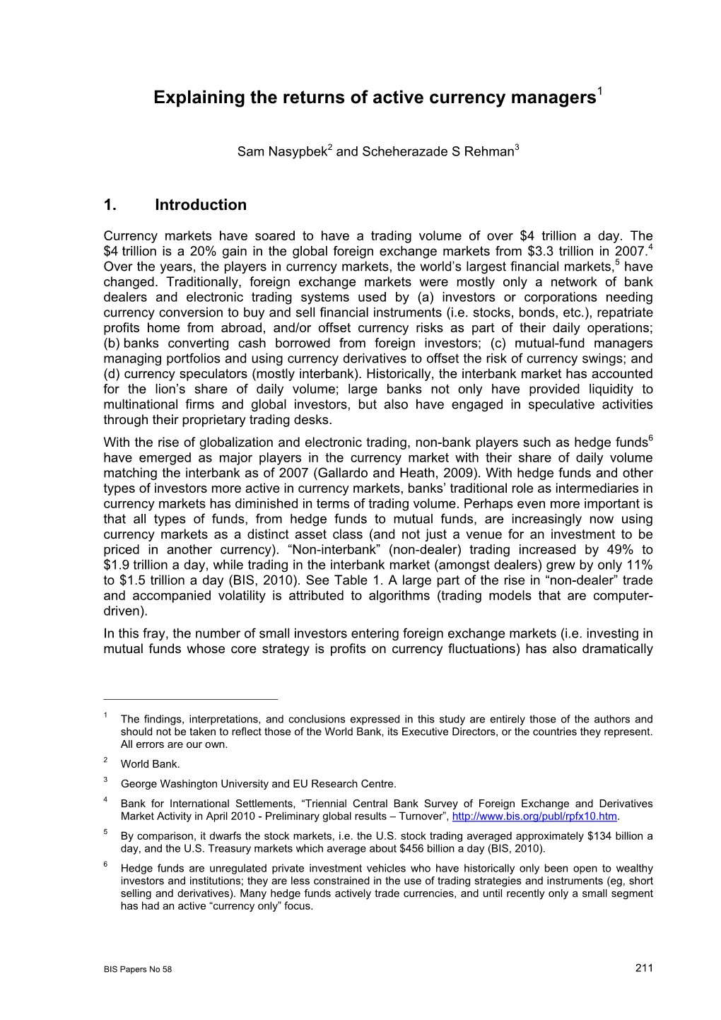 Explaining the Returns of Active Currency Managers1