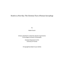 Death in a New Key: the Christian Turn of Roman Sarcophagi