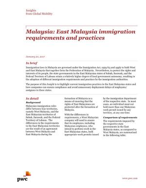 East Malaysia Immigration Requirements and Practices